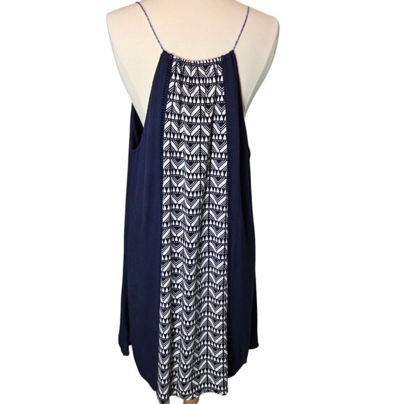 Anthropologie THML Dress Embroidered Blue Medium Stretch Lined Tassel Pull Over - Picture 5 of 9